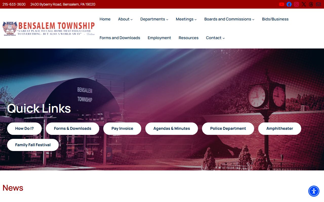 Bensalem booking releases township website