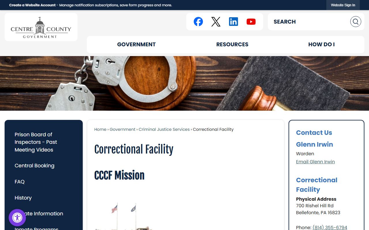 centre county booking releases correctional facility page