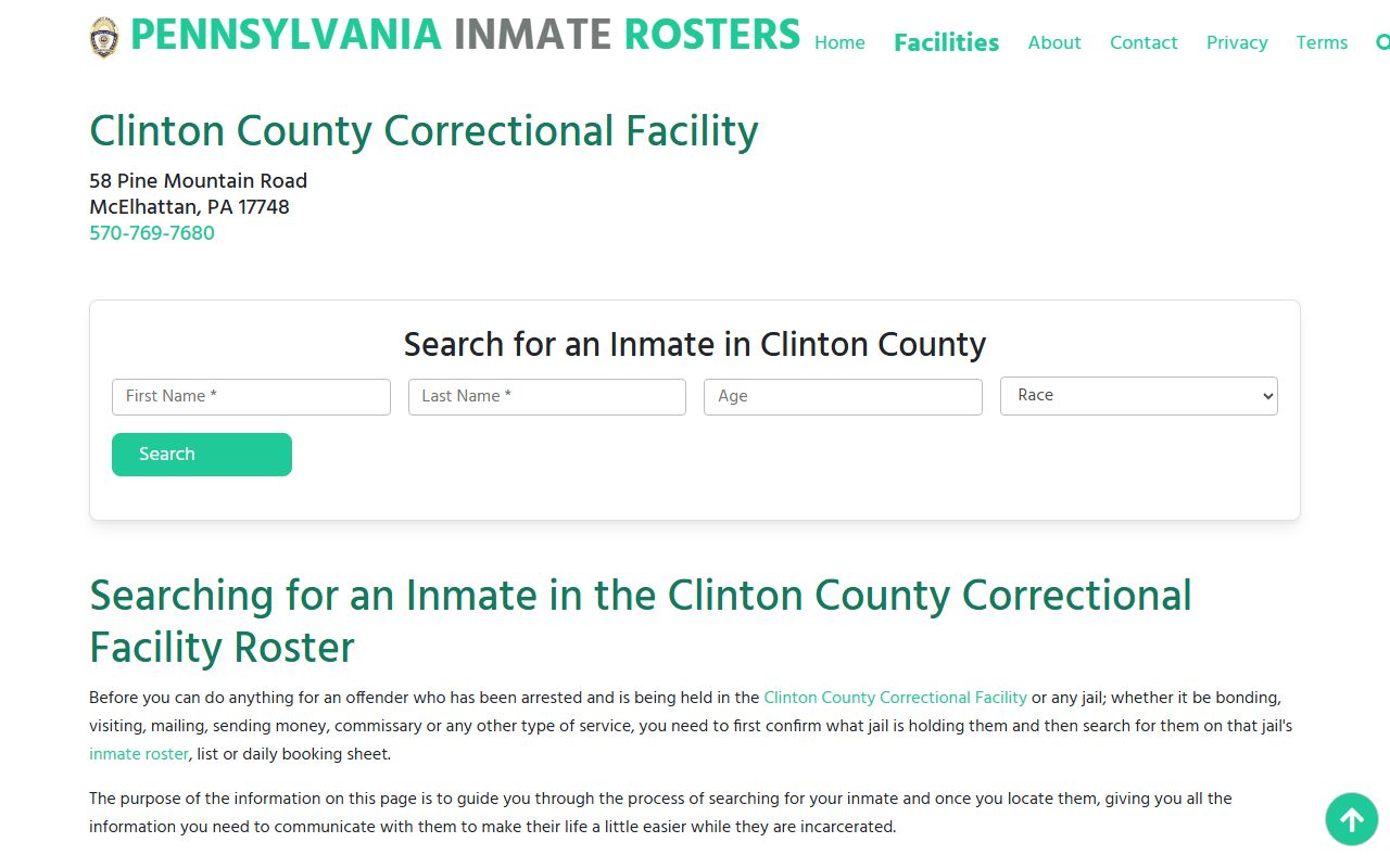 clinton county booking releases inmate roster
