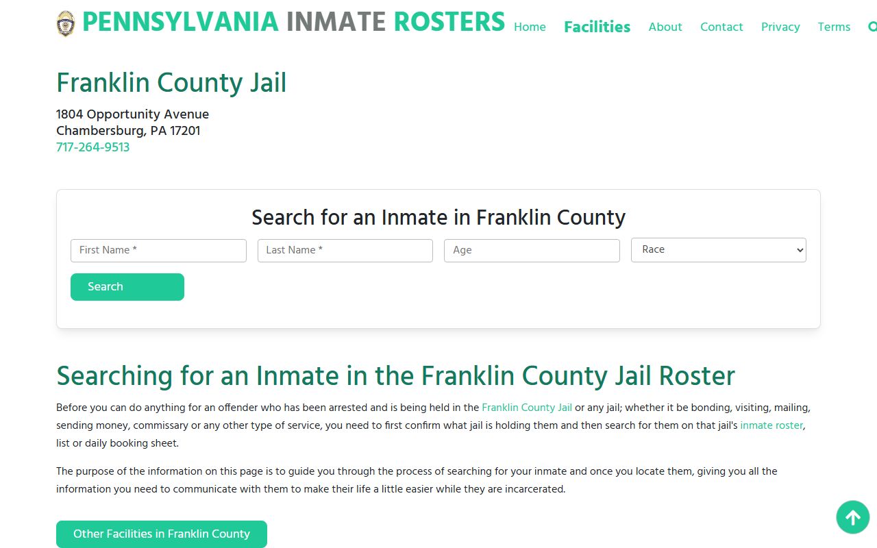 Franklin County jail inmate roster showing current booking releases