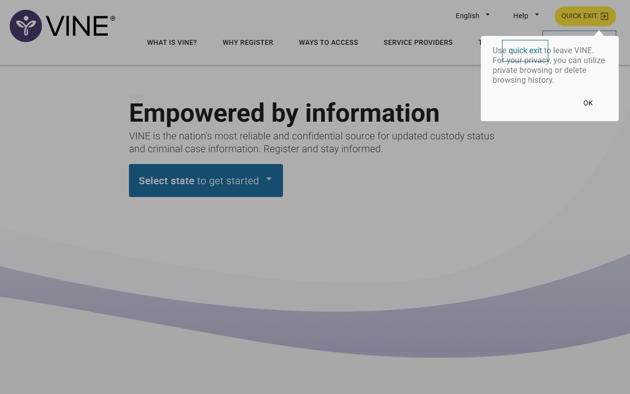 Pennsylvania booking releases VINE victim notification custody alert system